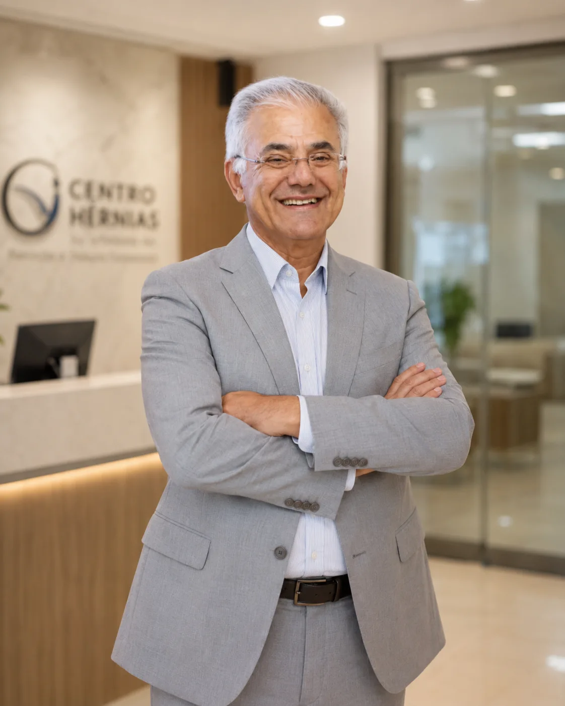 Dr. Amin Milad Waked na recepção do Centro Hérnias
